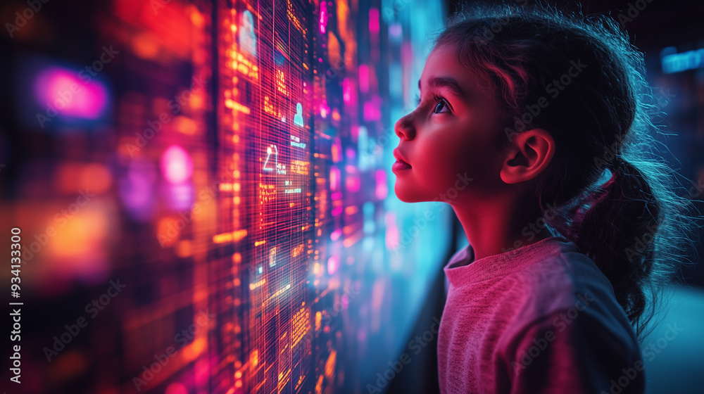 A digital classroom where children are learning about the impact of ...