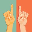© Vasilina FC - Diverse hands pointing upwards in retro style representing unity against colorful background