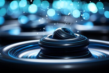Wall Mural - Abstract 3D Render of Glowing Blue and Black Shapes