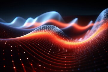 Wall Mural - Abstract Glowing Waves: Futuristic Technology Design