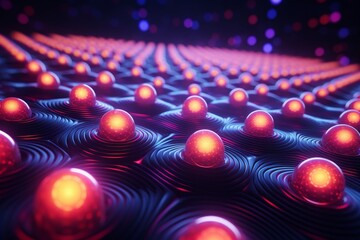 Wall Mural - Abstract Glowing Spheres in a Futuristic Pattern