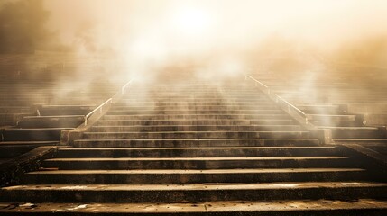 Poster - Steps Leading Up Into Fog And Sunlight