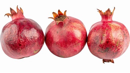 Lustrous red pomegranates sit gracefully, highlighting their rich color and unique texture, embodying a delightful blend of health and nature's beauty