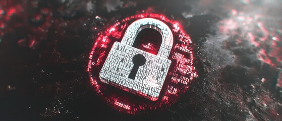 Poster - A digital representation of a padlock symbolizing security and protection in cyberspace, ideal for tech and safety themes.
