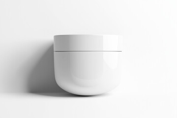 A clean and professional commercial mockup featuring a cream container elegantly presented on a solid white background. modern and minimalistic