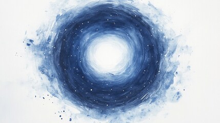 Wall Mural - Watercolor depiction of a circular night sky on a white background