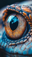 Poster - Close-up of a reptile's eye with textured scales, detailed macro shot. Nature and wildlife concept