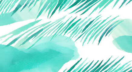 Wall Mural - Abstract Watercolor Brush Strokes in Green and Blue