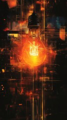 Aufkleber - Glowing light bulb with abstract futuristic background, concept of innovation and technology