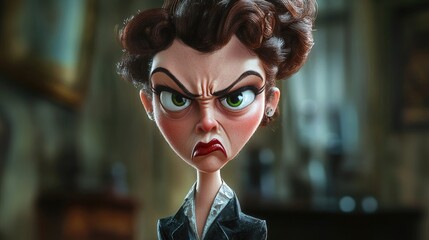 Wall Mural - Angry Cartoon Lady