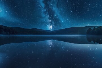 Canvas Print - Starlit Reflections: Panoramic Mirror of the Cosmos