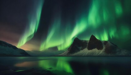 Wall Mural - aurora borealis on night sky