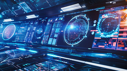 Poster - Science fiction-inspired control panel with futuristic interfaces and displays
