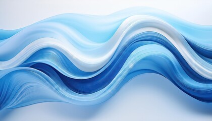 Wall Mural - Abstract blue and white dynamic waves