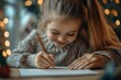 © Kishan - Dear Santa, ask my mom how good Ive been. Shot of a cute little girl writing in a card with her mother during Christmas at home, Generative AI