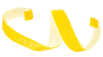 Wall Mural - Lemon fresh zest isolated on a white background. Citrus peel. Skin of lemon fruit.