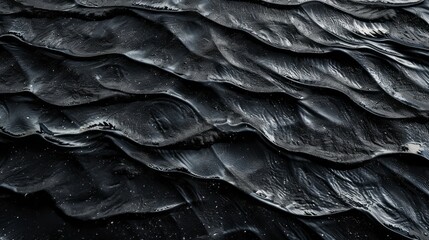 Poster - Layers of deep black ripple gently, with reflections shimmering softly beneath dim, fading light, evoking a sense of tranquility and depth