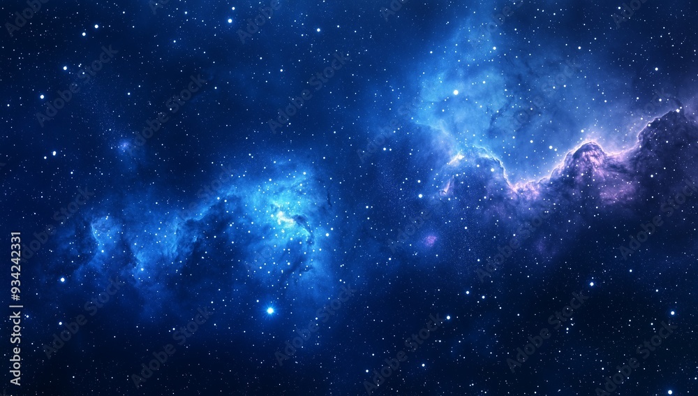 Amazing blue night sky with stars and nebula background a panoramic ...