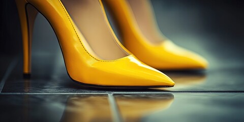 Wall Mural - close up of yellow heels 