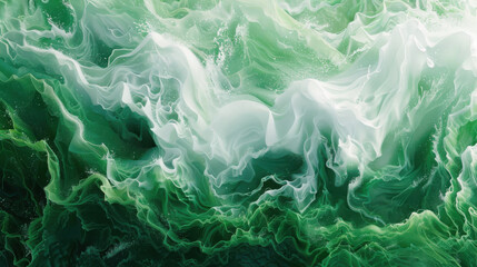 Wall Mural - abstract images with green and white colors (the whole picture in focus), (best quality), (realistic photo), (expressive colors), (super detail), 