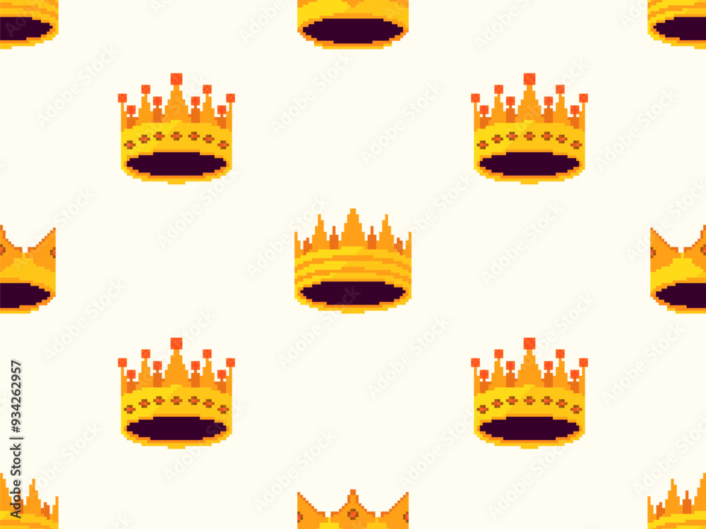 Vector de Stock Pixel art crowns seamless pattern. Royal crowns and ...