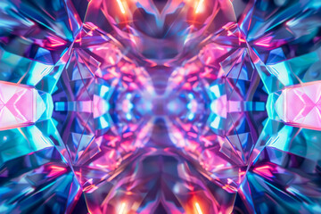 Sticker - A colorful, abstract image of a diamond-shaped structure with a pink