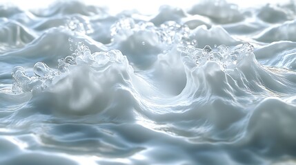 Sticker - Abstract background of white liquid with bubbles and waves.