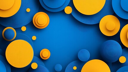 Abstract background with blue and yellow circles.