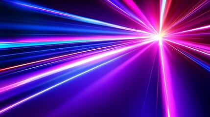 Abstract background with colorful light streaks radiating from a central point.