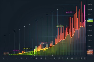 Sector performance bar graph, highlighting stock market growth and decline with a gradient of colors, and clear sector labels for easy understanding.