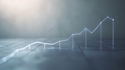 Subtle line graph rising on a muted gray background, symbolizing continuous market growth, minimalistic style.