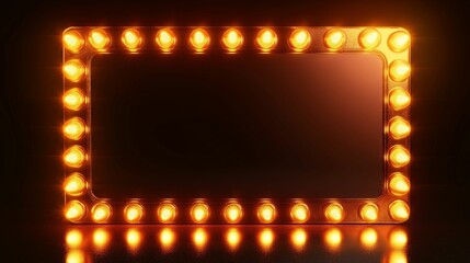 Wall Mural - a glowing rectangular frame with bright orange bulbs in a retro marquee style.