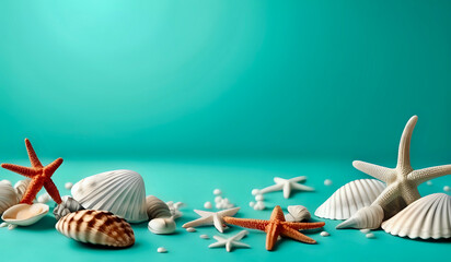 Sticker - sea shells and starfish