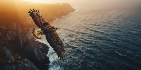 Sticker - Bald Eagle Soaring above the Ocean