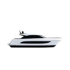 Minimal yacht side view curved hull modern clean structure isolated on transparent background 