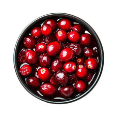 Sticker - Rich cranberry sauce in a dark red bowl top view isolated on transparent background 