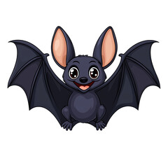 Sticker - Silly cartoon bat with big ears and a goofy smile flying in place isolated on a transparent background 