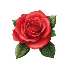 Wall Mural - Vibrant vector style red rose with elegant petals and thorns isolated on transparent background 