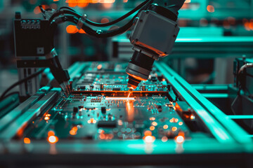 Poster - A robot is working on a circuit board