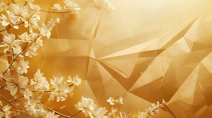 Wall Mural - Geometric frame golden Japanese paper background.