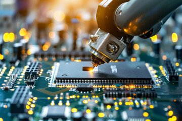 Poster - A computer chip is being made by a machine
