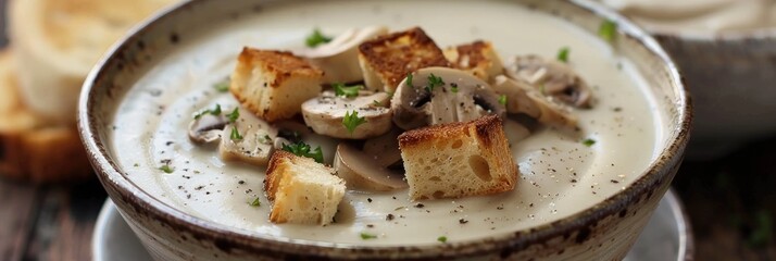 Sticker - Creamy Mushroom Soup with Freshly Made Croutons