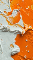 Wall Mural - Wet Orange And White Paint Filling Frame