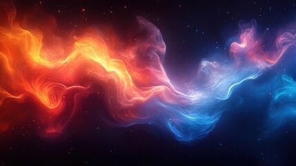 Wall Mural - Brightly colored smoke swirls in the dark sky with stars
