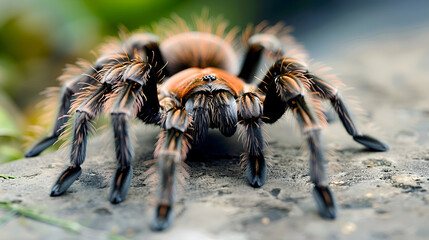 Amazon Brazilian Salmon Pink Tarantula face, its eyes and fangs detailed