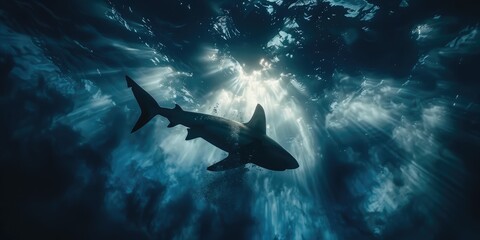 Poster - A shark drifts gracefully in the ocean s depths