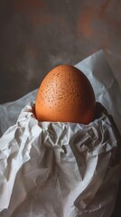 Wall Mural - brown egg on white paper bag