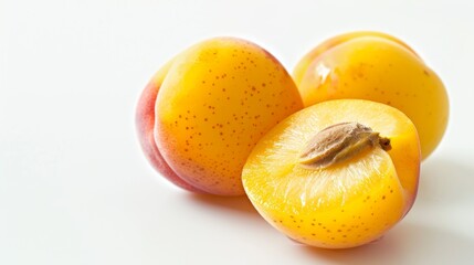 Wall Mural - Yellow Stone Fruit On A White Background