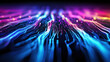 © yassine - colorful abstract background with shiny neon purple and blue glitter and waves, technology and cyberspace background