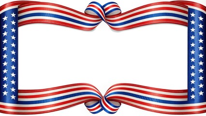 Wall Mural - Vibrant patriotic ribbon border with red, white, and blue stripes, perfect for Independence Day celebrations, national pride, and American spirit-themed designs.